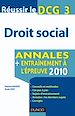Téléchargez le livre numérique:  Réussir le DCG 3 - Droit social 2012 - 3e édition - Annales + Entraînement à l'épreuve 2012
