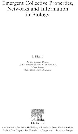 Téléchargez le livre :  Emergent Collective Properties, Networks and Information in Biology