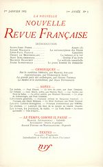 Télécharger le livre :  La Nouvelle Nouvelle Revue Française N' 1 (Janvier 1953)