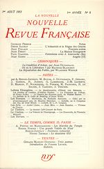 Télécharger le livre :  La Nouvelle Nouvelle Revue Française N' 8 (Aout 1953)