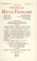 Télécharger le livre :  La Nouvelle Nouvelle Revue Française N' 11 (Novembre 1953)