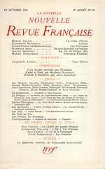 Télécharger le livre :  La Nouvelle Nouvelle Revue Française N' 22 (Octobre 1954)
