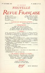 Télécharger le livre :  La Nouvelle Nouvelle Revue Française N' 34 (Octobre 1955)