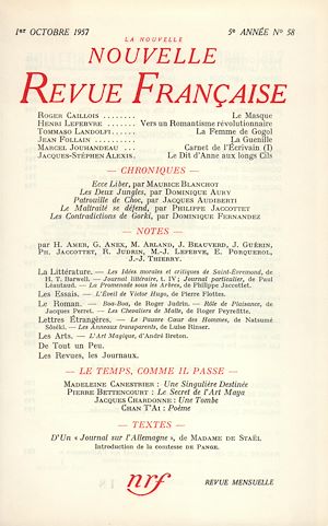 Téléchargez le livre :  La Nouvelle Nouvelle Revue Française N' 58 (Octobre 1957)