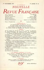 Télécharger le livre :  La Nouvelle Nouvelle Revue Française N' 59 (Novembre 1957)