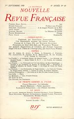 Télécharger le livre :  La Nouvelle Nouvelle Revue Française N' 69 (Septembre 1958)