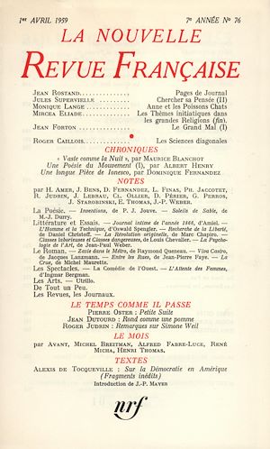 Téléchargez le livre :  La Nouvelle Revue Française N' 76 (Avril 1959)