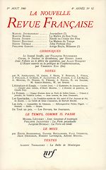 Télécharger le livre :  La Nouvelle Revue Française N' 92 (Aout 1960)