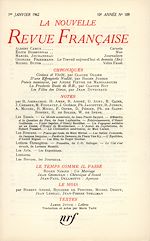Télécharger le livre :  La Nouvelle Revue Française N' 109 (Janvier 1962)