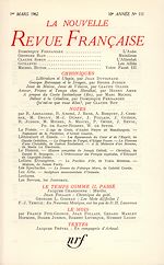 Télécharger le livre :  La Nouvelle Revue Française N' 111 (Mars 1962)