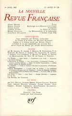 Télécharger le livre :  La Nouvelle Revue Française N' 124 (Avril 1963)