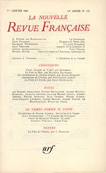 Télécharger le livre :  La Nouvelle Revue Française N' 133 (Janvier 1964)