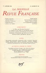 Télécharger le livre :  La Nouvelle Revue Française N' 145 (Janvier 1965)