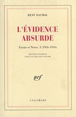 Télécharger le livre :  Essais et notes (Tome 1) - L'Évidence absurde (1926-1934)