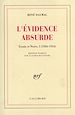 Télécharger le livre :  Essais et notes (Tome 1) - L'Évidence absurde (1926-1934)