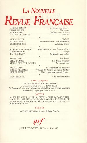 Téléchargez le livre :  La Nouvelle Revue Française N° 414