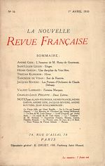 Télécharger le livre :  La Nouvelle Revue Française N' 16 (Avril 1910)