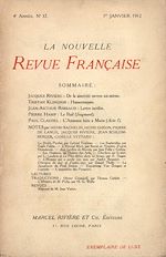 Télécharger le livre :  La Nouvelle Revue Française N' 37 (Janvier 1912)