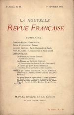 Télécharger le livre :  La Nouvelle Revue Française N' 38 (Février 1912)
