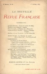 Télécharger le livre :  La Nouvelle Revue Française N' 40 (Avril 1912)