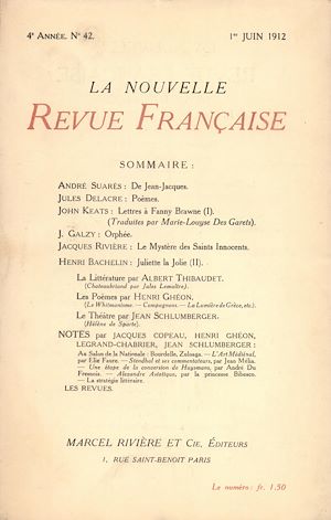 Téléchargez le livre :  La Nouvelle Revue Française N' 42 (Juin 1912)