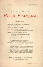 Télécharger le livre :  La Nouvelle Revue Française N' 43 (Juillet 1912)