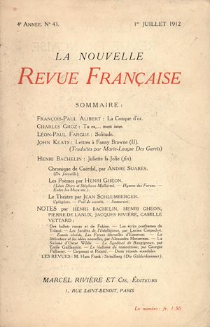 Téléchargez le livre :  La Nouvelle Revue Française N' 43 (Juillet 1912)