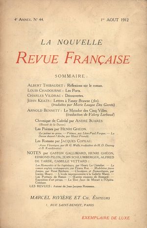 Téléchargez le livre :  La Nouvelle Revue Française N' 44 (Aout 1912)