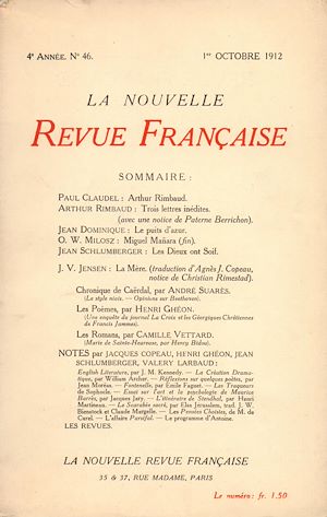 Téléchargez le livre :  La Nouvelle Revue Française N' 46 (Octobre 1912)