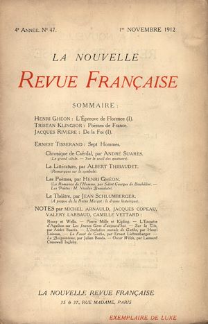 Téléchargez le livre :  La Nouvelle Revue Française N' 47 (Novembre 1912)