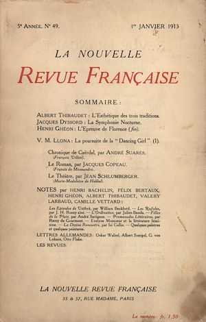 Téléchargez le livre :  La Nouvelle Revue Française N' 49 (Janvier 1913)