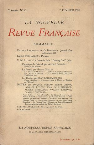 Téléchargez le livre :  La Nouvelle Revue Française N' 50 (Février 1913)