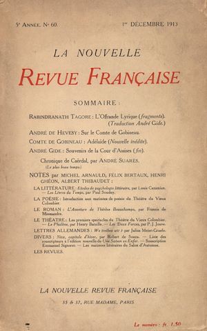 Téléchargez le livre :  La Nouvelle Revue Française N' 60 (Décembre 1913)