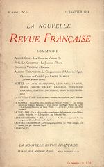Télécharger le livre :  La Nouvelle Revue Française N' 61 (Janvier 1914)