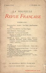 Télécharger le livre :  La Nouvelle Revue Française N' 62 (Février 1914)