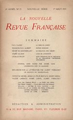Télécharger le livre :  La Nouvelle Revue Française N' 71 (Aout 1919)