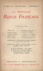 Télécharger le livre :  La Nouvelle Revue Française N' 72 (Septembre 1919)