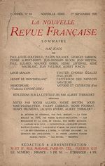 Télécharger le livre :  La Nouvelle Revue Française N' 84 (Septembre 1920)