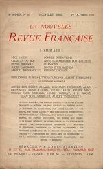 Télécharger le livre :  La Nouvelle Revue Française N' 85 (Octobre 1920)