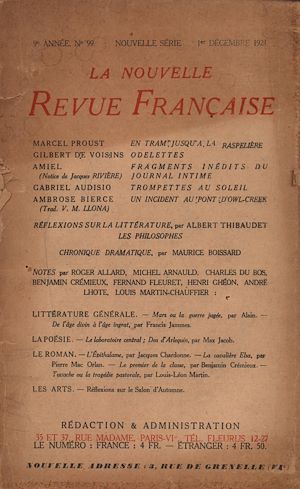 Téléchargez le livre :  La Nouvelle Revue Française N' 99 (Décembre 1921)