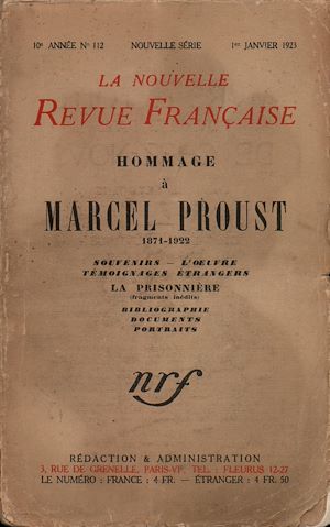 Téléchargez le livre :  Hommage r Marcel Proust (1871-1922) N' 112 (Janvier 1923)