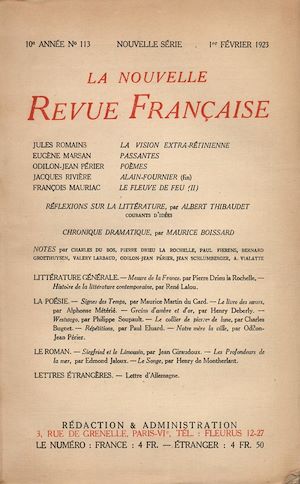Téléchargez le livre :  La Nouvelle Revue Française N' 113 (Février 1923)