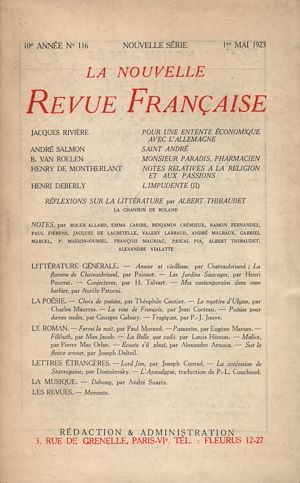 Téléchargez le livre :  La Nouvelle Revue Française N' 116 (Mai 1923)