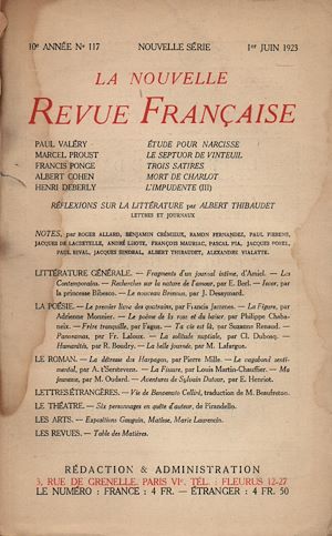 Téléchargez le livre :  La Nouvelle Revue Française N' 117 (Juin 1923)