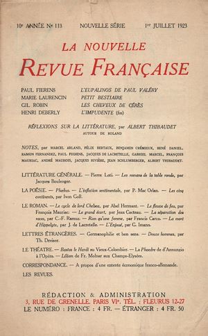 Téléchargez le livre :  La Nouvelle Revue Française N' 118 (Juillet 1923)