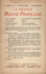 Télécharger le livre :  La Nouvelle Revue Française N' 120 (Septembre 1923)