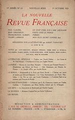 Télécharger le livre :  La Nouvelle Revue Française N' 121 (Octobre 1923)
