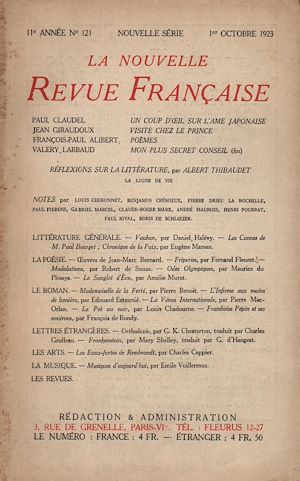 Téléchargez le livre :  La Nouvelle Revue Française N' 121 (Octobre 1923)