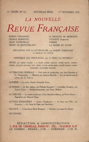 Téléchargez le livre :  La Nouvelle Revue Française N' 122 (Novembre 1923)