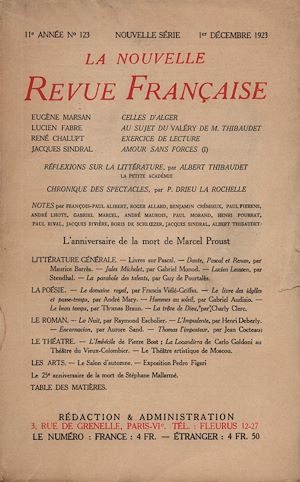 Téléchargez le livre :  La Nouvelle Revue Française N' 123 (Décembre 1923)